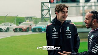 Lewis Hamilton George Russell and Toto Wolff race around Silverstone ❤📈 [upl. by Onig]