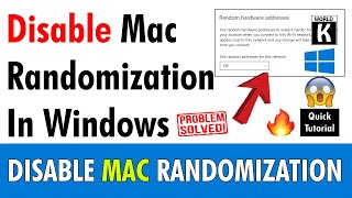 Disable Mac Randomization in Windows 11 10 amp 8  StepbyStep Guide [upl. by Heady]