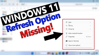 Refresh option not available in windows 11 Solve Refresh Option problem in Windows 11 [upl. by Andre]