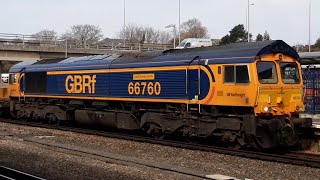 GBRf Class 66 66760 and 66799 on NR SITT through Bournemouth with tones  3Y88  210322 [upl. by Gayleen]