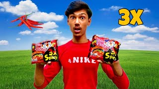 WORLD 3X SPICY NOODLES CHALLENGE  Haider Khan [upl. by Ecnarolf662]