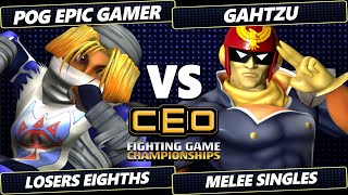 CEO 2024 TOP 8  Pog Epic Gamer Sheik Vs Gahtzu Captain Falcon Smash Melee  SSBM [upl. by Oicnedif]