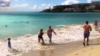 Maho Beach  St Maarten  Jet Blast  Pilot Open Window  2152012 [upl. by Michal]