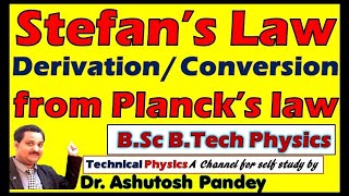 Stefans Law from Plancks Radiation Law derivation  Stefan Boltzmann Law derivation for BSc BTech [upl. by Trevor]