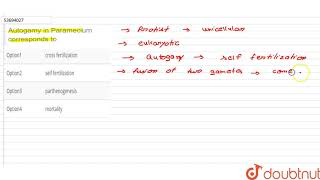 Autogamy in Paramecium corresponds to [upl. by Retsila149]