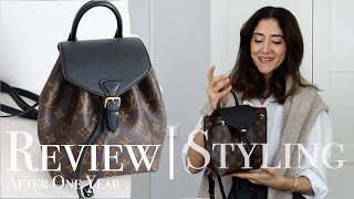 STYLING Louis Vuitton Montsouris Backpack  REVIEW After One Year Use [upl. by Dorothee]