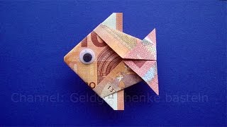 Geldscheine falten Fisch Tiere basteln für Geldgeschenke  Geld falten zur Hochzeit  Origami [upl. by Merril]