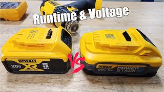 HUGE Info Runtime amp Voltage DEWALT PowerStack 5Ah Vs XR 5Ah Batteries [upl. by Frasier104]