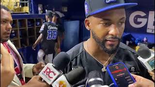 Miguel Andújar luego de conectar dos cuadrangulares para la victoria del Licey [upl. by Adnamahs]