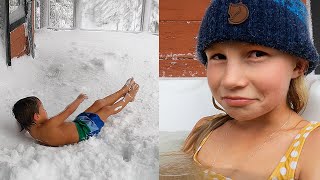 CHRISTMAS MORNING SNOWED IN Family Travel Home and Polar Dip Challenge [upl. by Flan]