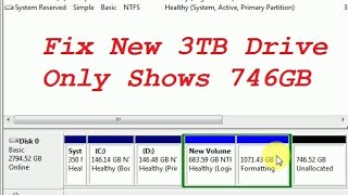 How to Fix Partition New 3TB Drive Only Shows 746GB [upl. by Earleen653]