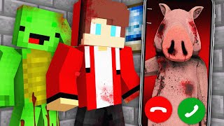 Real Scary PEPPA PIG Call JJ amp Mikey in Minecraft survive Mazien [upl. by Esetal]