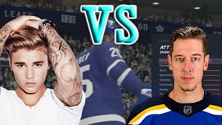 Can Justin Bieber Score A Goal On Jordan Binnington NHL 20 Sim [upl. by Ritch896]