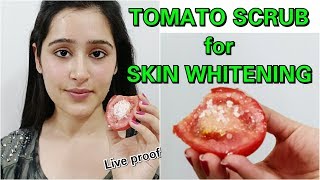 Get fair skin glowing skin remove dark spots by Tomato Facial scrub [upl. by Ailliw687]