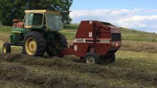 Hesston 540 Baler dumping bale [upl. by Brindle]