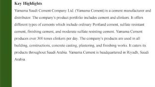 Yamama Saudi Cement Company Ltd 3020  Company Capsule [upl. by Otsedom]