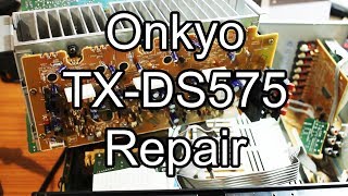 Onkyo TXDS575 Repair  No Sound Rotary Encoder Glitch [upl. by Ahsenauj]