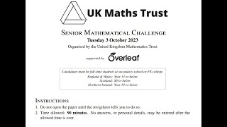 UKMT Senior Maths Challenge 2023 [upl. by Eilraep]