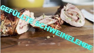 Schweinelende vom Grill  Gefülltes Schweinefilet mit Serrano Schinken und Frischkäse [upl. by Ramhaj280]