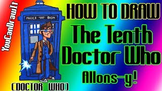 How To Draw The Tenth Doctor with Tardis from Doctor Who ✎ YouCanDrawIt ツ 1080p HD [upl. by Enrobialc]