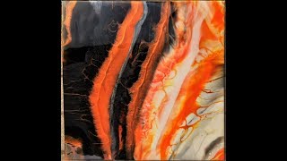 77 Resin Pour on Canvas Orange Black White Platinum [upl. by Griggs]