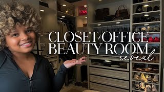 MY DIY CLOFFICE REVEAL  BEAUTY  CONTENT ROOM TOUR  IKEA PAX CLOSET  bisforbawsy [upl. by Ainehs]