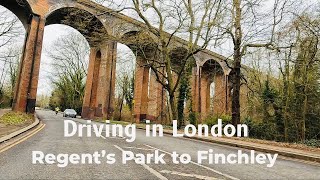 Driving in London  Regent’s Park to Finchley  via Belsize Park Hampstead Golders Green  Feb2023 [upl. by Beutner]