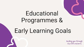 EYFS Framework 2021  The ELGs and Educational Programmes [upl. by Mosera]