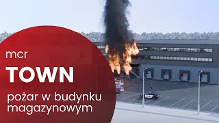 Pożar w budynku magazynowym  mcr TOWN  MERCOR [upl. by Cirdahc]