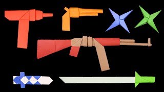 05 Easy Origami Ninja StarSwordKnifeGun  How to make [upl. by Lamson434]