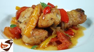 Pollo con peperoni Ricetta facile e appetitosa  Secondi piatti [upl. by Lapo]