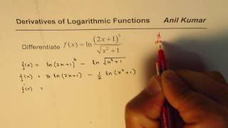 Calculus Natural Log Derivatives ln 2x13sqrtx2  1 [upl. by Aicen]