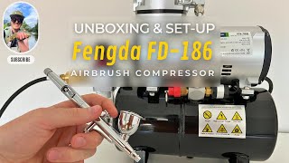 Unboxing and SetUp the Fengda186 AIRBRUSH COMPRESSOR [upl. by Henebry]