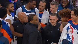 Donte DiVincenzo heated exchange with Rick Brunson after first game back vs Knicks 👀 [upl. by Mcgee]