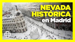 Histórica NEVADA en Madrid España por temporal FILOMENA [upl. by Lodnar]