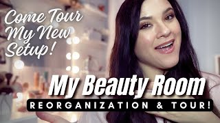 BEAUTY ROOM REORGANIZATION  MAKEUP VANITY TOUR amp COLLECTION [upl. by Austen]