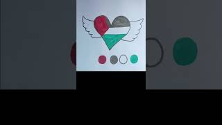 Palestine🇵🇸 heart shape fly flagviraldrawing shortviral [upl. by Annaes]