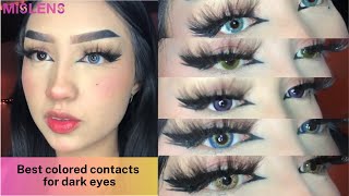 MISLENS Best colored contacts for dark eyes🖤✨Which one is your favoritemislens colorcontacts [upl. by Yazbak]