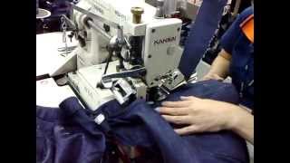 KANSAI SPECIAL DLR1509SPF  6 NEEDLE CURVED WAISTBAND ATTACHING MACHINE [upl. by Rozanne]