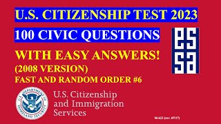 2023 EASY Answer Fast USCIS Official 100 Civics Questions and Answers US Citizenship Interview 2023 [upl. by Anev]