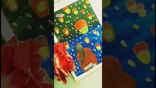 Painting night sky 🌃 🌆✨trending art drawing painting viralvideo short shortsviral [upl. by Yvon593]