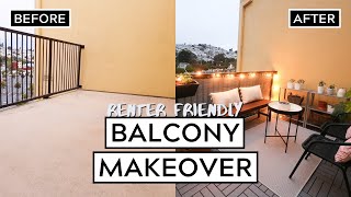 DIY BALCONY MAKEOVER ✨ RENTER FRIENDLY [upl. by Xel]