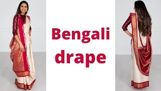 Bengali Drape  How to wear Saree for Beginners  Easy Saree Draping Tutorial  Tia Bhuva [upl. by Refotsirc]