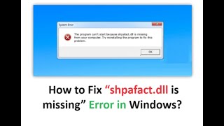 Fix “shpafactdll is missing” Error in Windows [upl. by Riti]