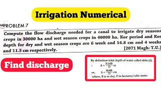 DUTY amp DELTA NUMERICAL  IRRIGATION ENINEERING  most asked problem [upl. by Imoian]