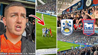 HUDDERSFIELD VS IPSWICH TOWN  11  SCENES AS PLAYERS FIGHT amp 87TH MINUTE GOAL MAKES FANS CLASH [upl. by Yrian]