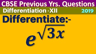 Differentiate e √3x with respect to x  Derivative of e power root 3x  CBSE 2019 [upl. by Elo]