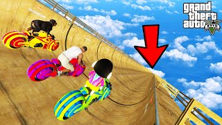 FRANKLIN TRIED CRAZY LONG MEGA RAMP JUMP CHALLENGE CARS BIKES TRUCKS GTA 5  SHINCHAN and CHOP [upl. by Kippie]