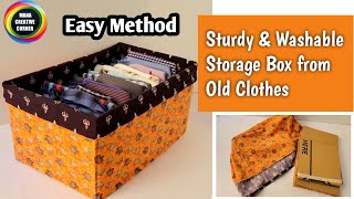 How to make Washable Fabric Storage Basket Easily from Old Clothes  Easy DIY Fabric Storage basket [upl. by Alex75]