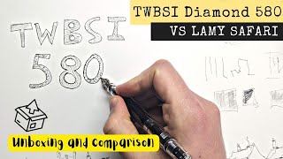 TWSBI diamond 580 fountain pen  unboxing and comparison review vs LAMY Safari [upl. by Nylarahs]